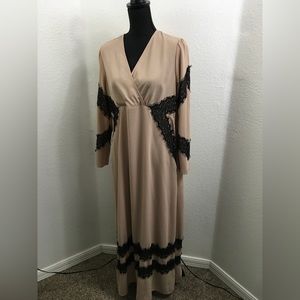 Blush and black lace maxi